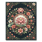 Elegant Pink Lotus Floral Medallion Rug