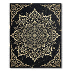 Ornate Golden Filigree Floral Medallion Rug