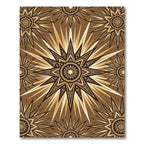 Golden Sunburst Celestial Geometric Medallion Rug