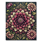 Vintage Crimson Cream Floral Medallion Rug