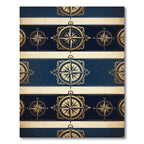 Vintage Gold Compass Navigation Stripe Rug