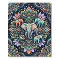 Vibrant Colorful Elephant Floral Mandala Rug