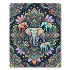 Vibrant Colorful Elephant Floral Mandala Rug