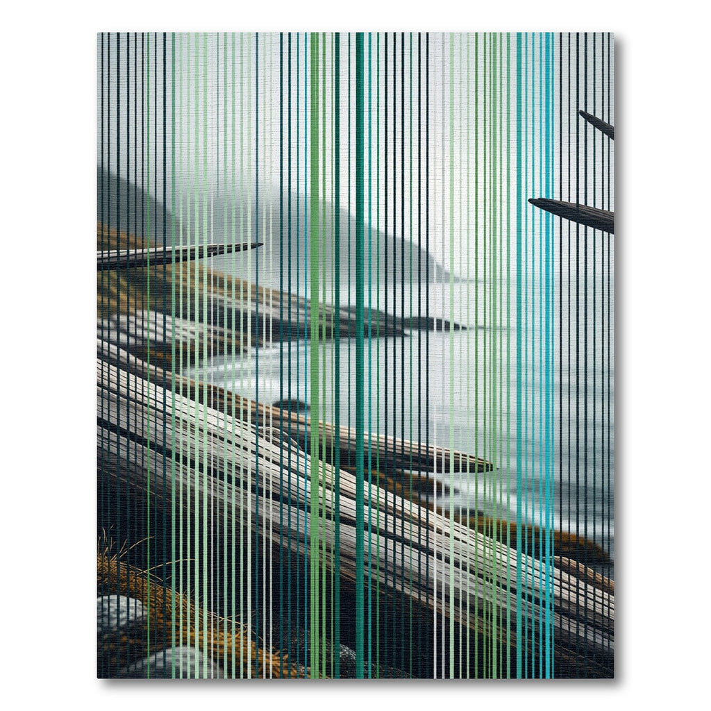 Coastal Mist Vertical Linear seascape Rug