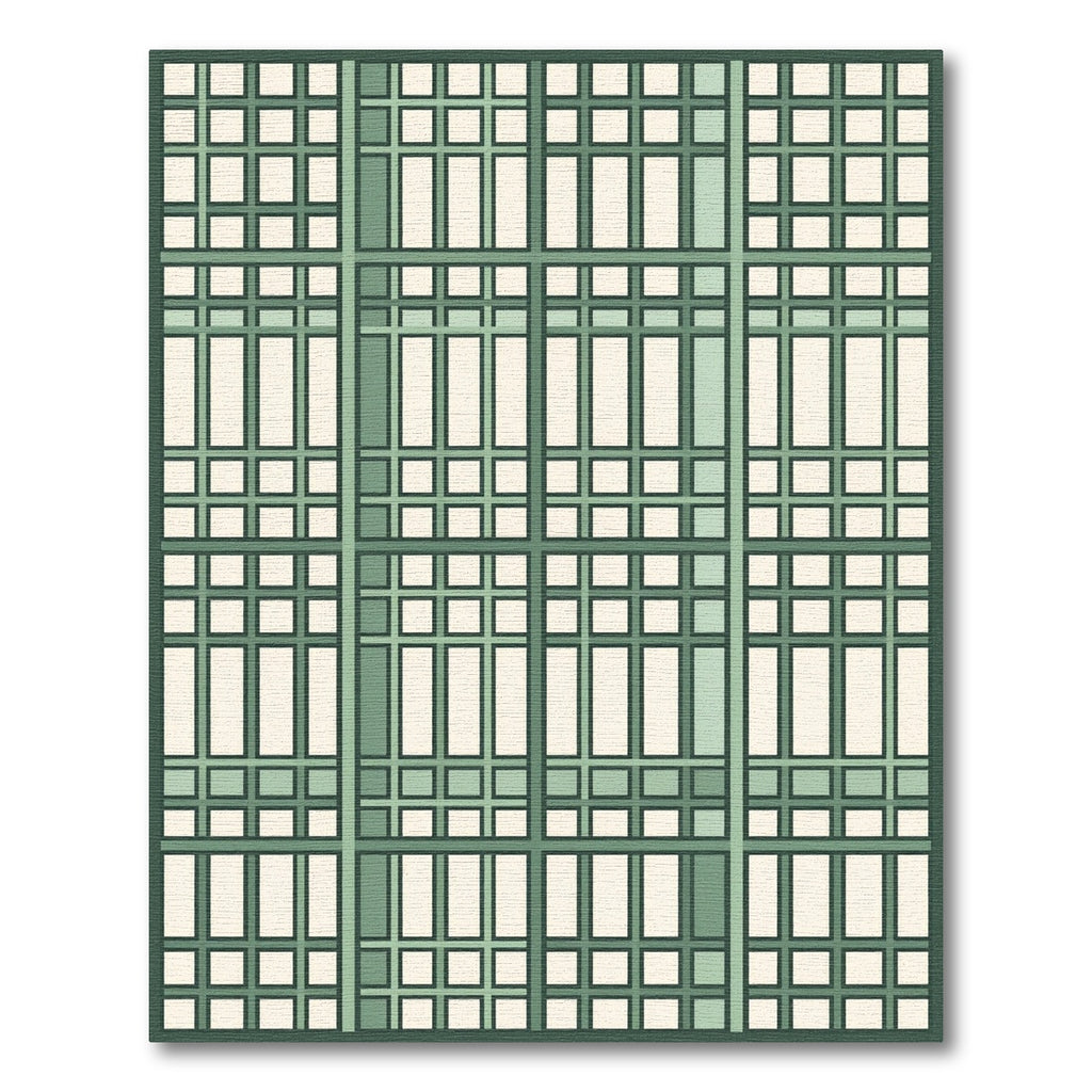Sage Green Linear Plaid Grid Rug
