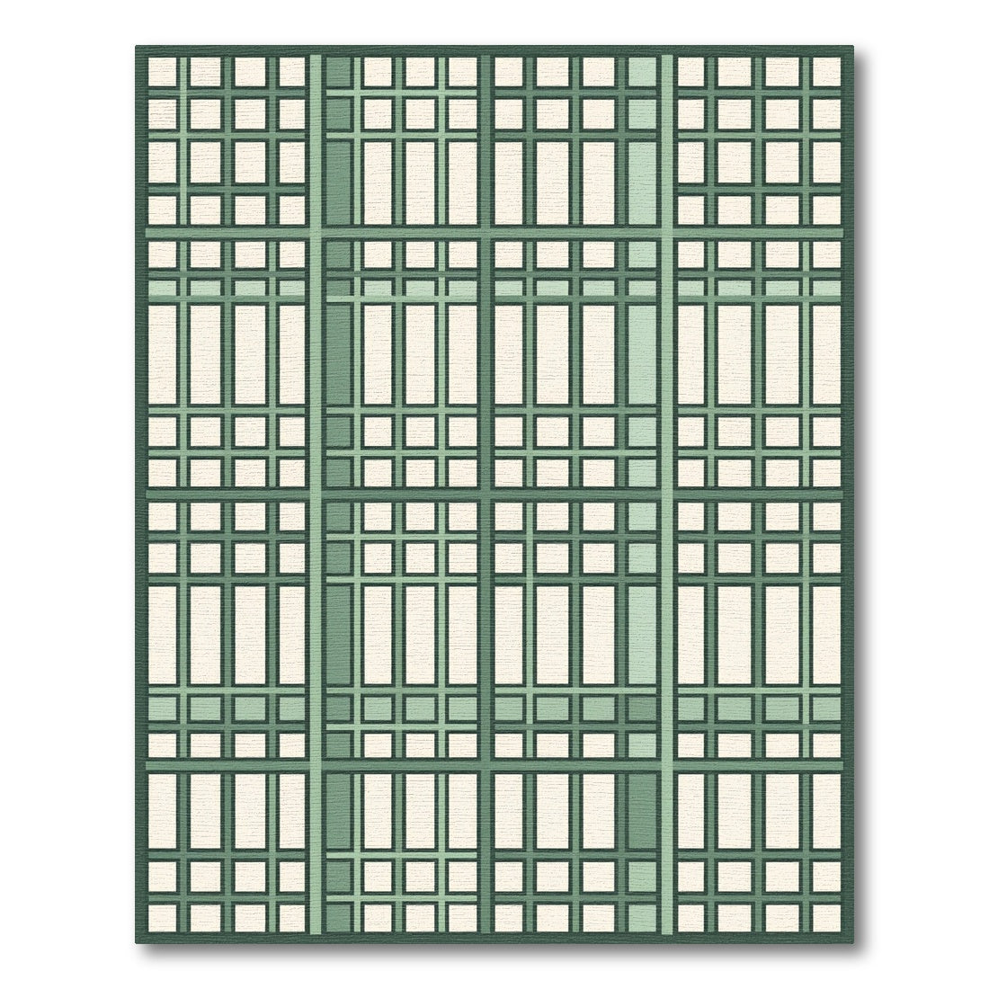 Sage Green Linear Plaid Grid Rug