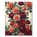 Red Coral Roses Lush Garden Rug