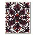 Crimson Rich Leaf Scrollwork Rug
