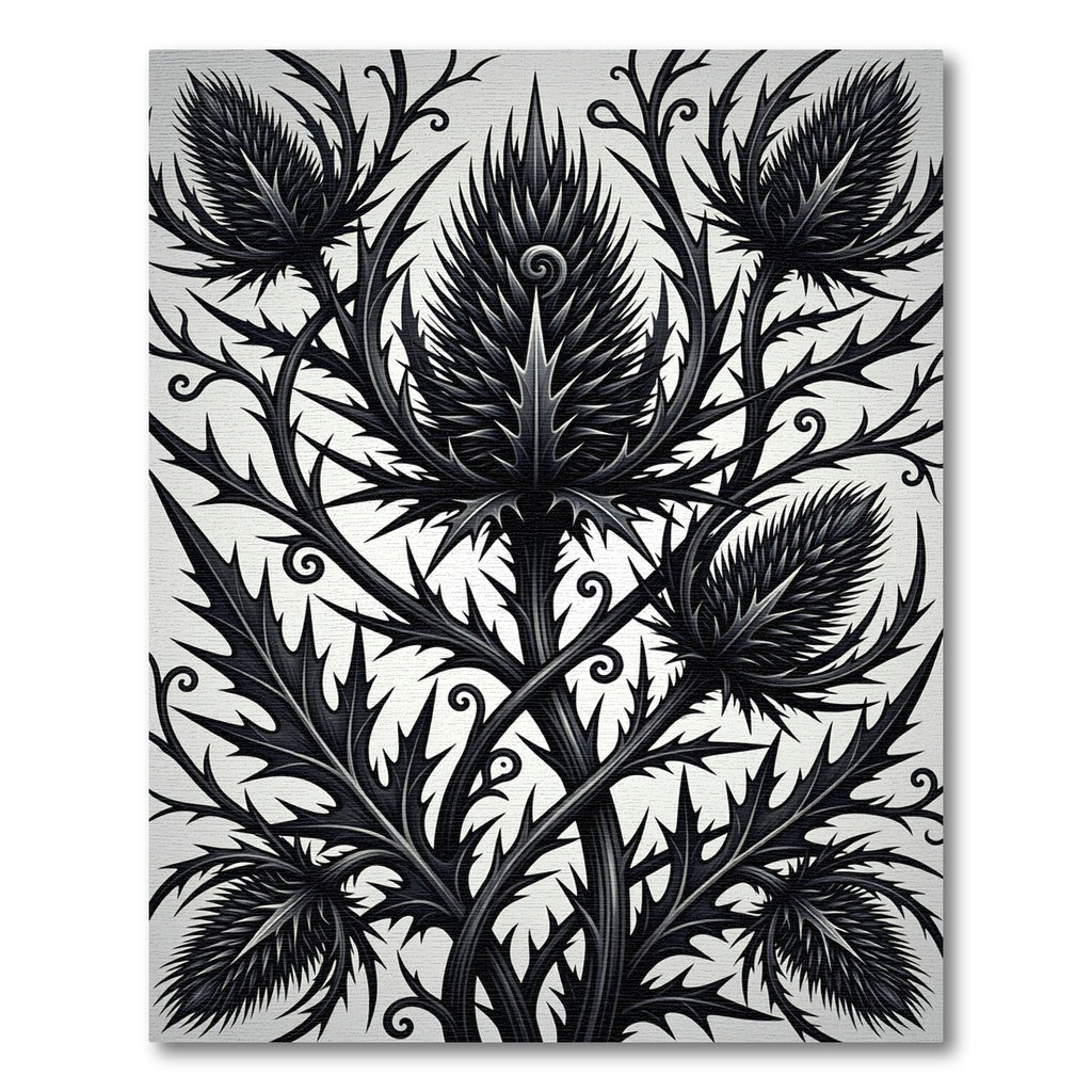 Black Thistle Vine Arrangement Rug