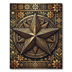 Golden Celestial Geometric Star Medallion Rug