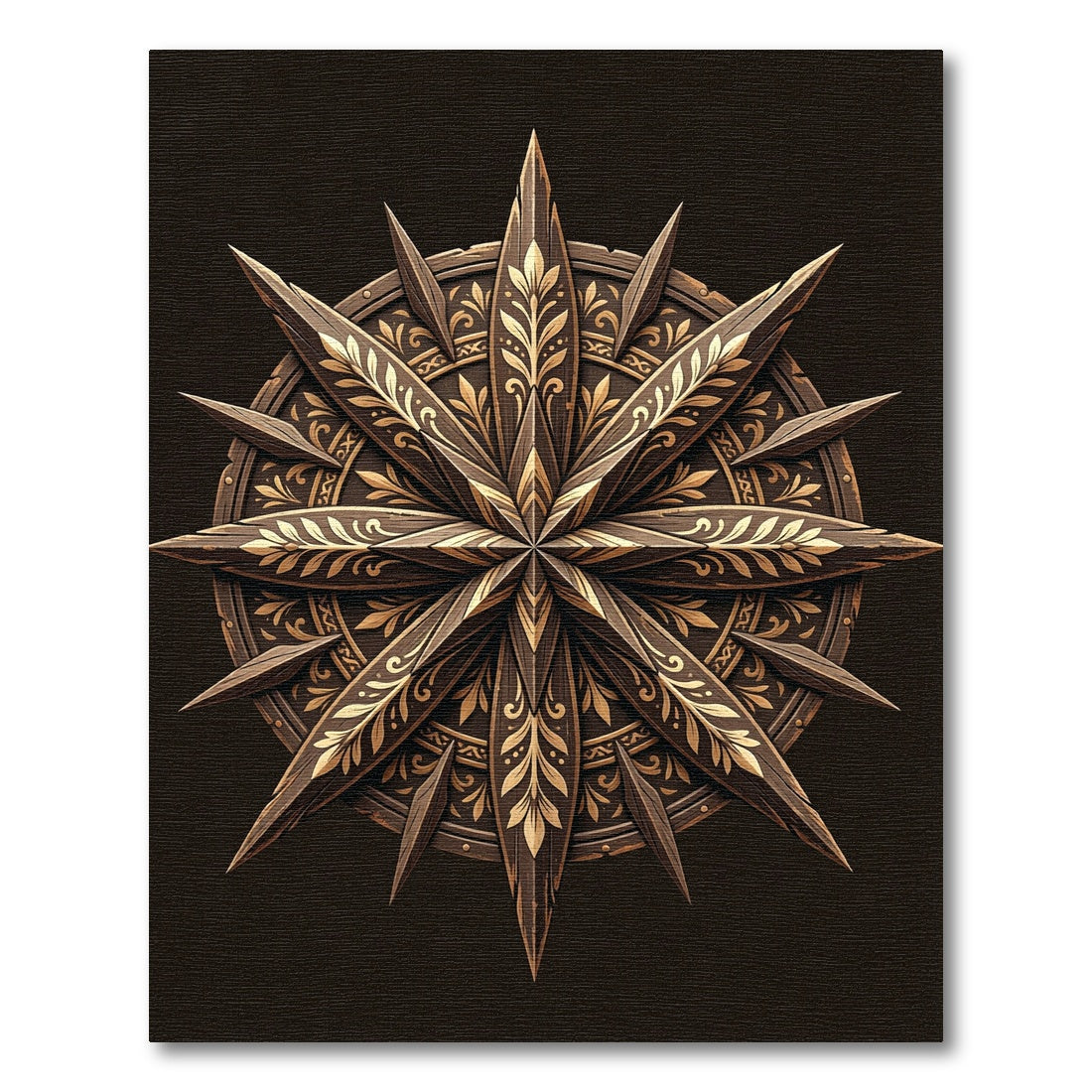 Gilded Ebony Star Compass Ornament Rug