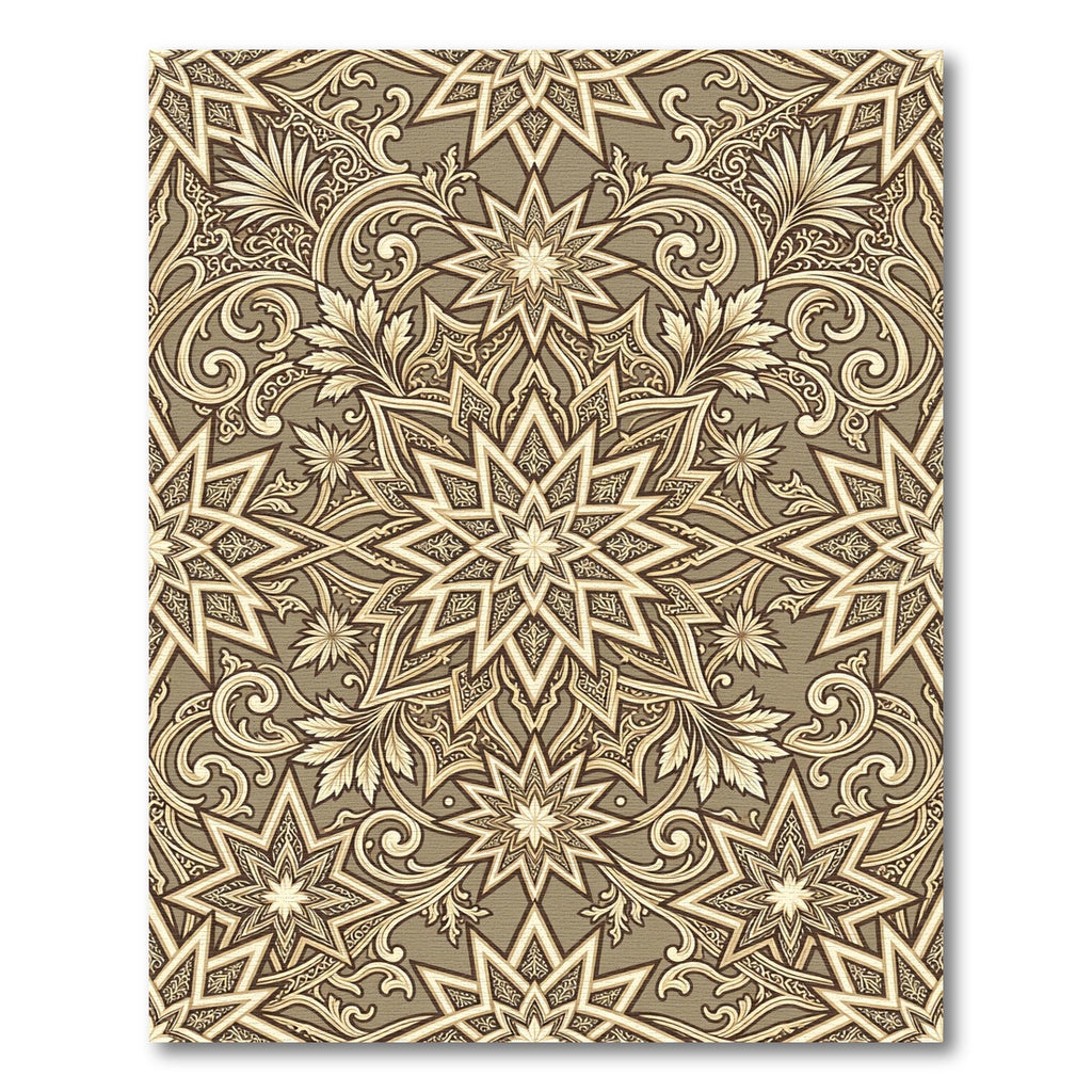 Elegant Beige Ornamented Star Medallion Rug