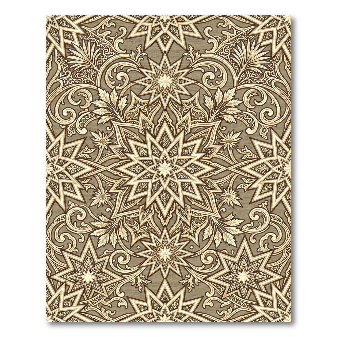 Elegant Beige Ornamented Star Medallion Rug