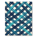 Modern Teal and Navy Woven Lattice Rug