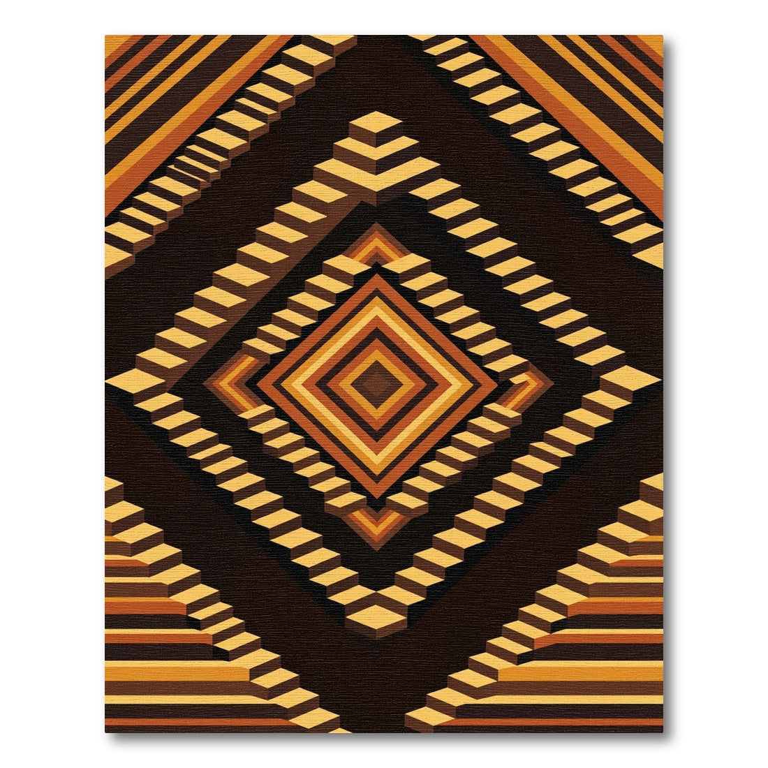 Art Deco Geometric Diamond Steps Rug