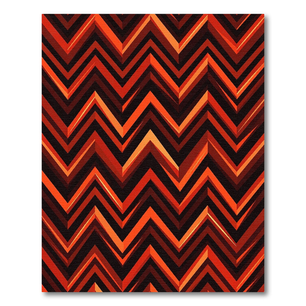 Vibrant Orange Red Chevron Zigzag Rug