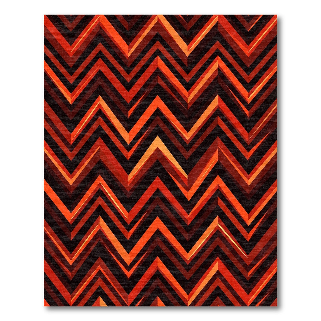 Vibrant Orange Red Chevron Zigzag Rug