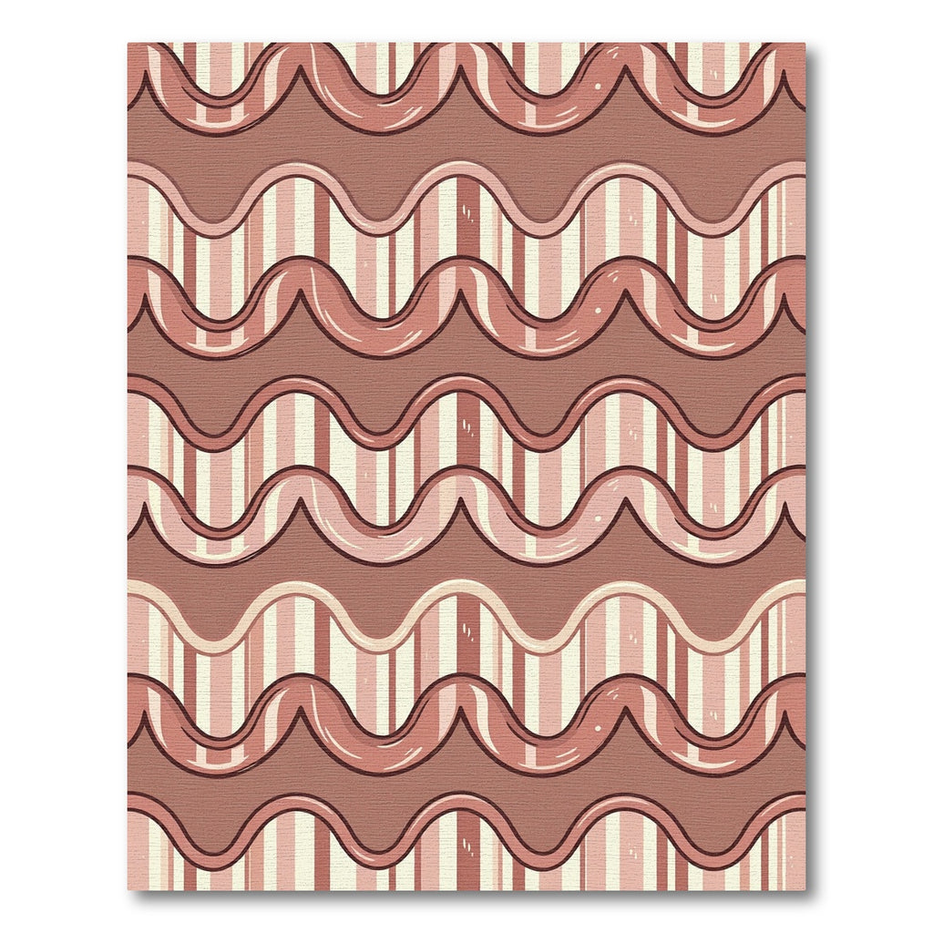 Earthy Terracotta Wavy Vertical Stripe Rug
