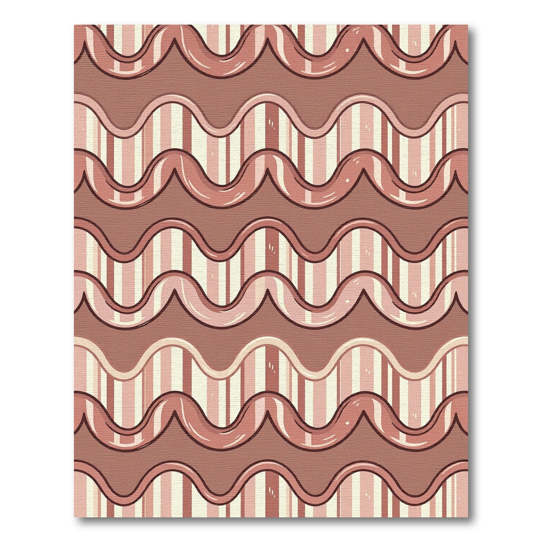 Earthy Terracotta Wavy Vertical Stripe Rug