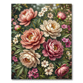 Elegant Dusty Rose Peony Bouquet Rug
