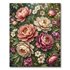 Elegant Dusty Rose Peony Bouquet Rug