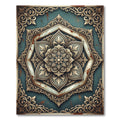 Ornate Teal and Gold Mandala Medallion Rug