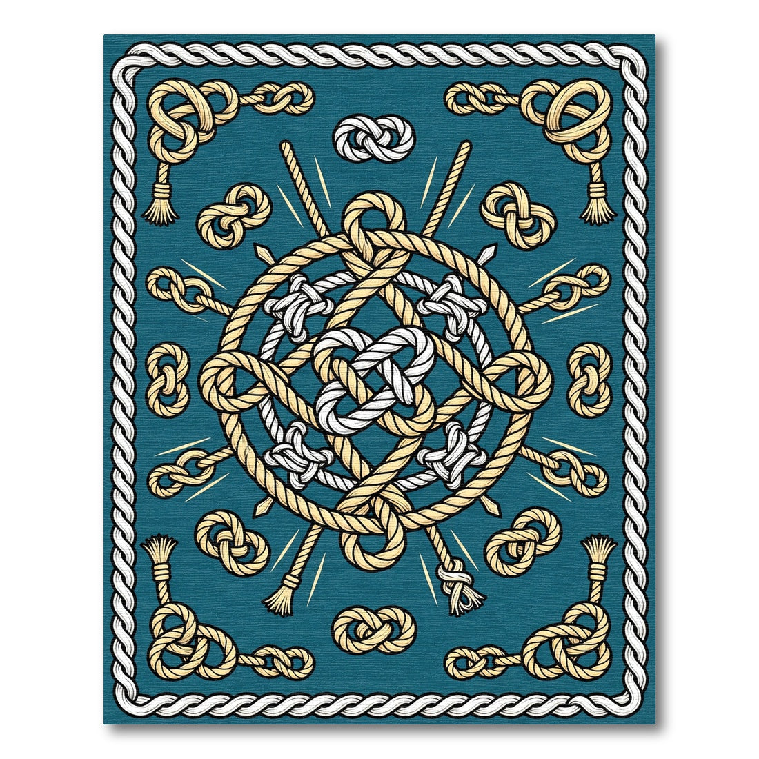 Nautical Rope Knots Teal Accents Rug