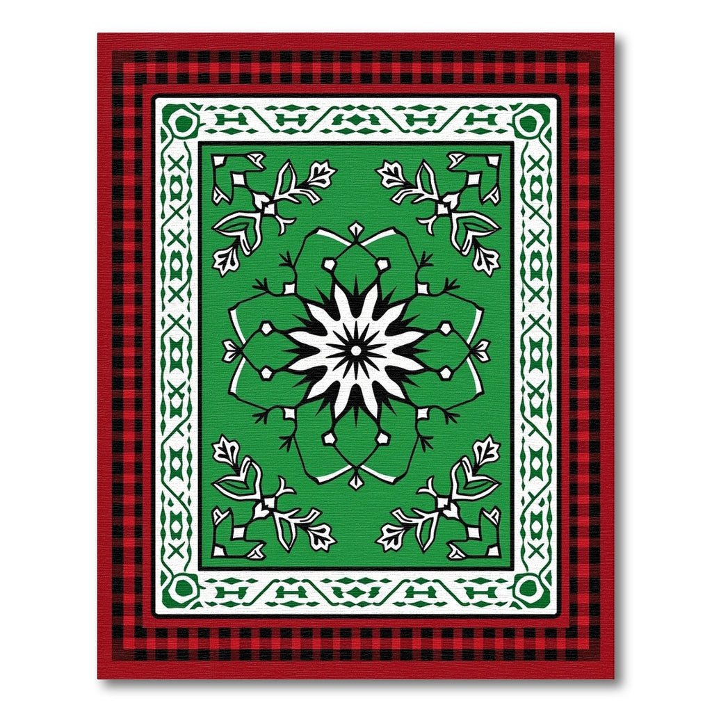 Green Red Buffalo Check Snowflake Rug