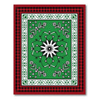 Green Red Buffalo Check Snowflake Rug