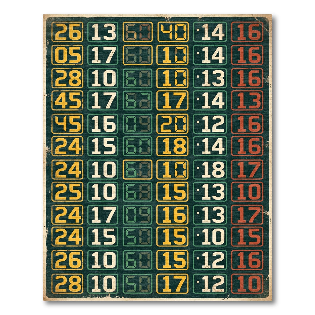 Retro Digital Clock Number Grid Wall-Art Rug