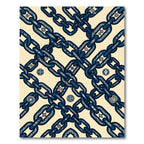 Navy Blue Interconnected Chain Accents Rug