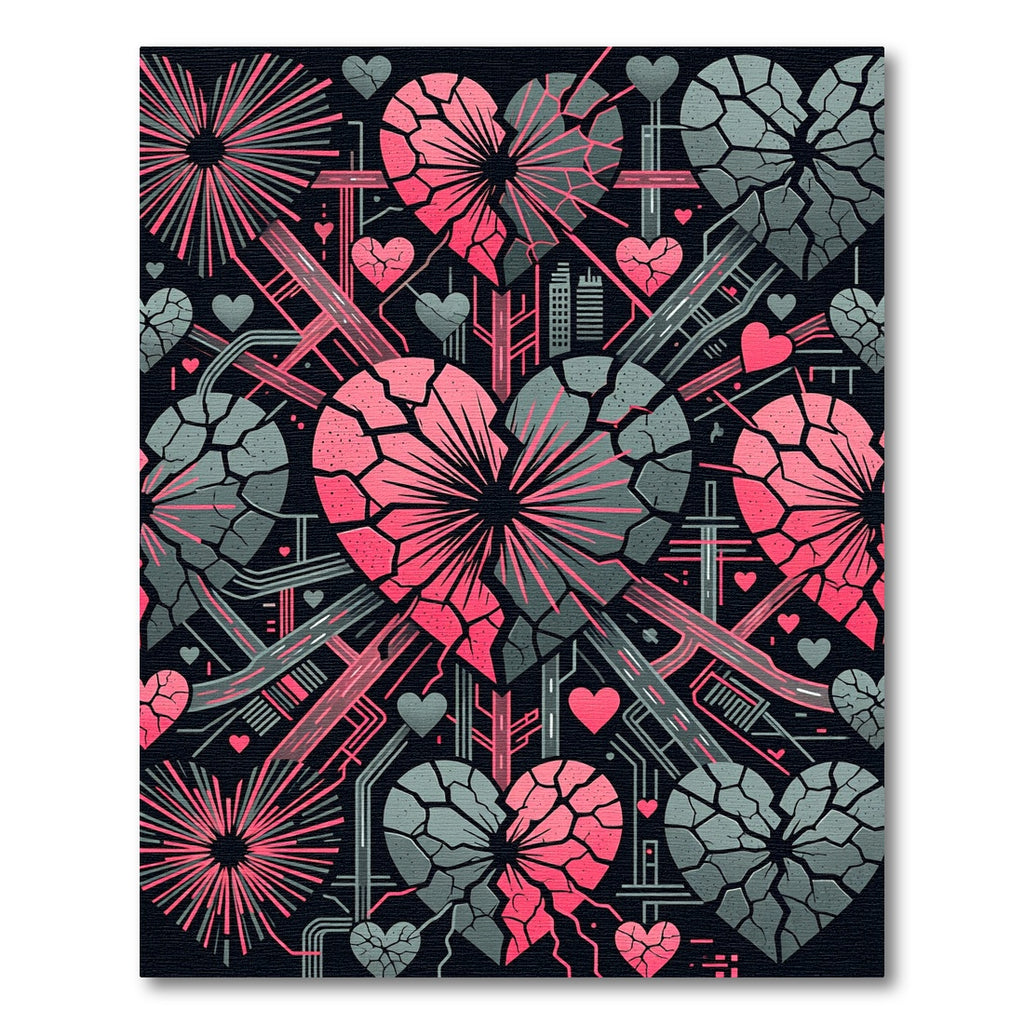 Pink Gray Broken Heart Abstract Rug