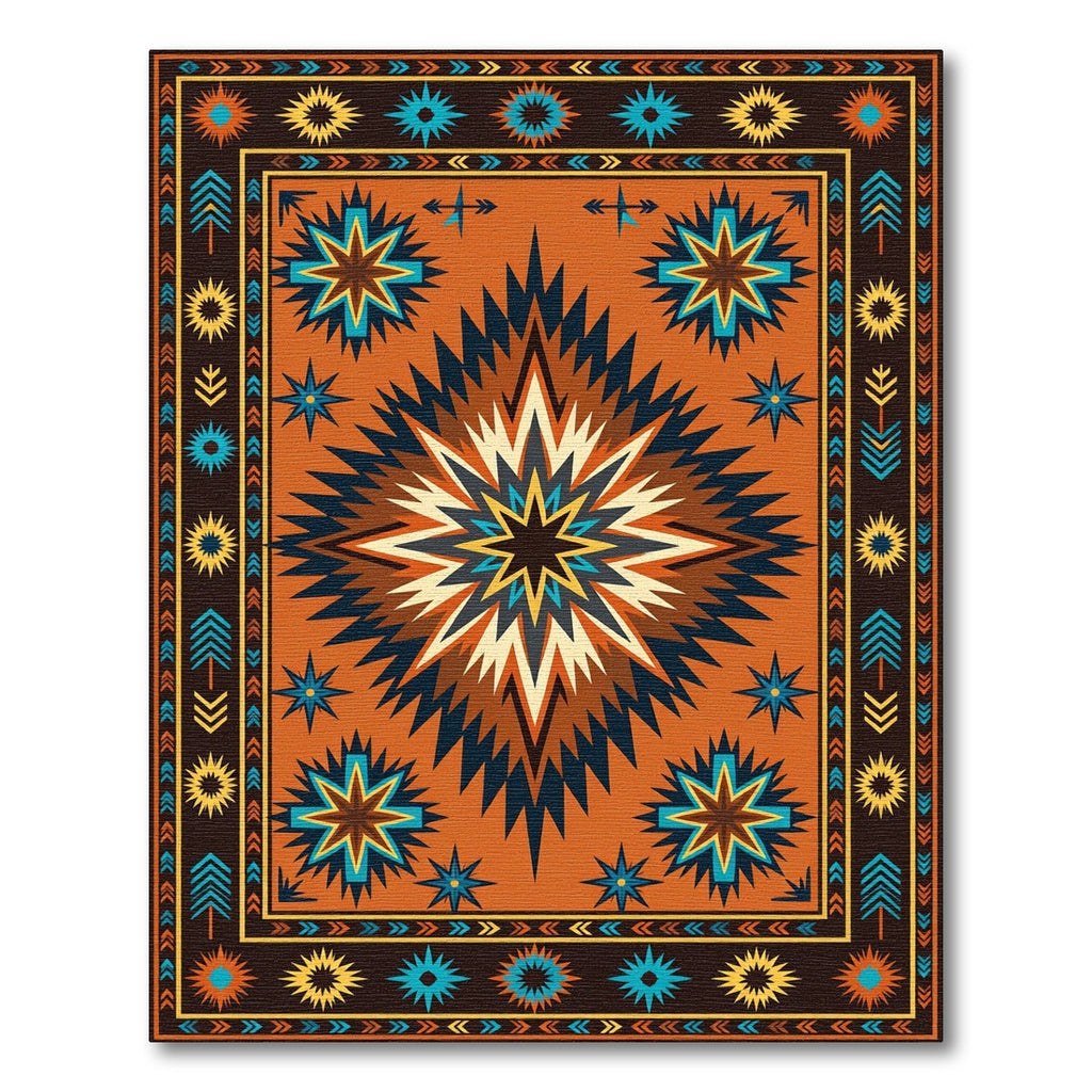 Earthy Southwestern Geometric Sunburst Rug