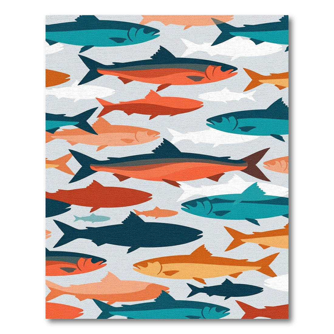 Mid Century Teal and Orange Salmon Rug