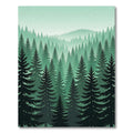 Misty Evergreen Forest Conifer Landscape Rug
