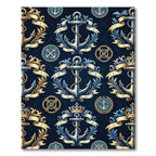 Nautical Anchor Laurel Wreath Emblem Rug