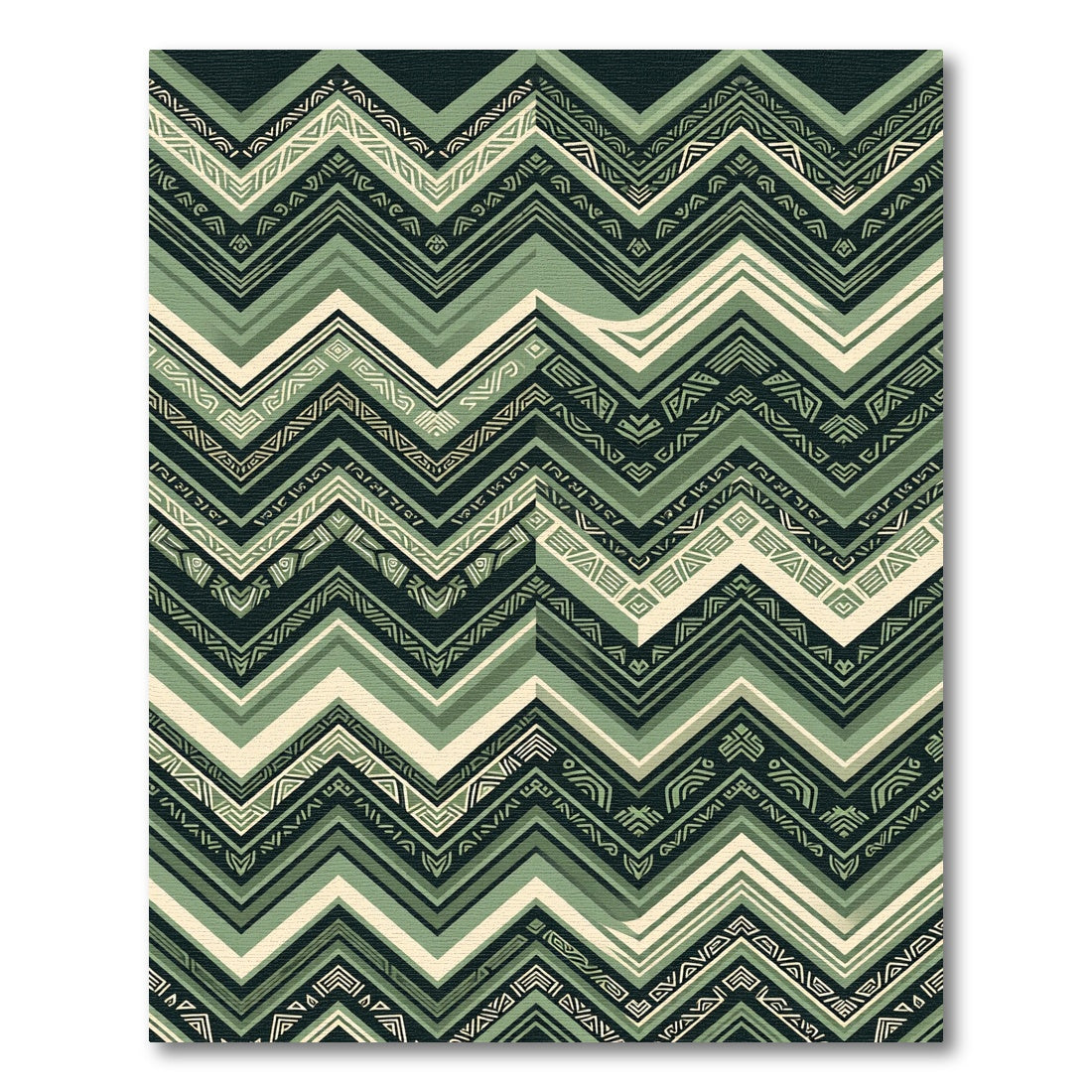 Sage Chevron Geometric Aztec Inspired Rug