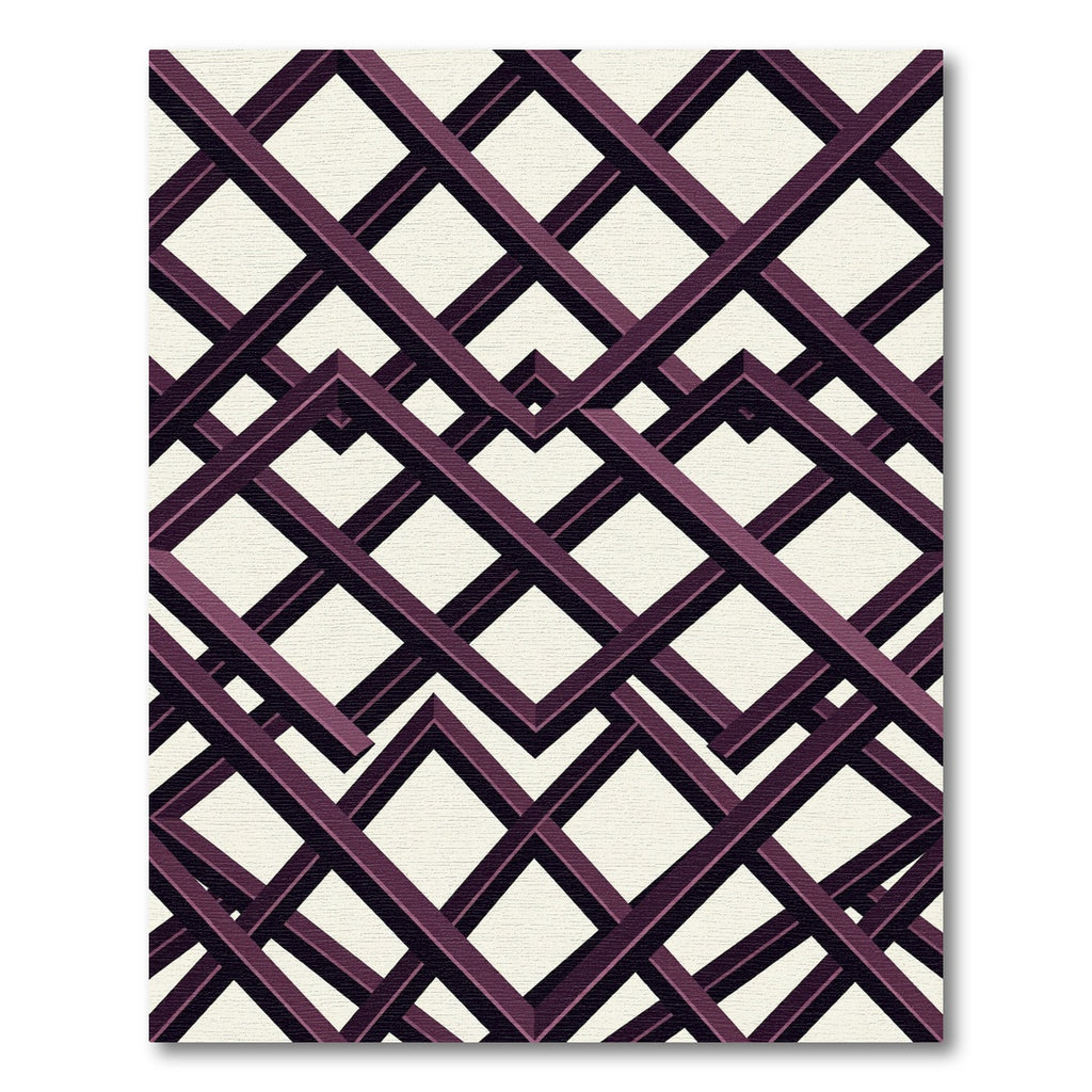 Geometric Plum Interlocking Grid Rug