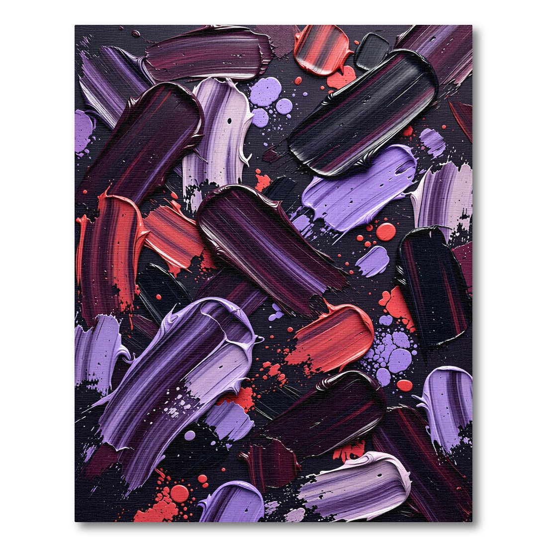 Vibrant Purple and Crimson Abstract Brushstroke Rug