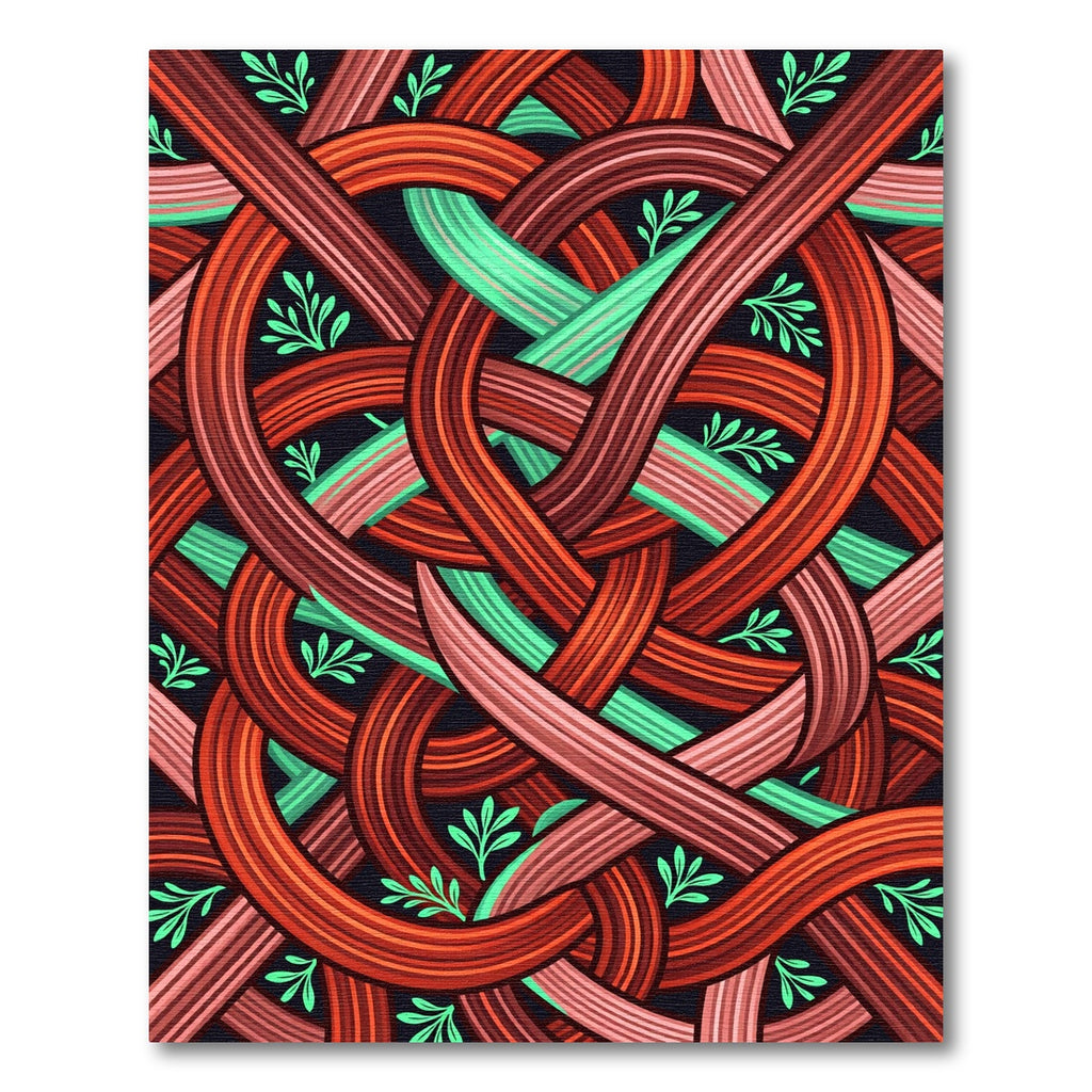 Crimson Intertwined Knot Abstract Rug