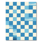Blue And Cream Checkerboard Seascape Rug