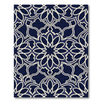 Midnight Blue Geometric Floral Filigree Rug