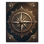 Ornate Bronze Antiqued Nautical Compass Rug