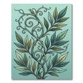 Earthy Green Botanical Swirl Vine Rug