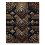 Elegant Black and Gold Geometric Medallion Rug