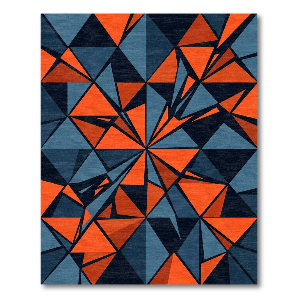 Geometric Orange Blue Abstract Shattered Rug