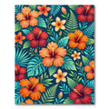 Vibrant Tropical Hibiscus Floral Botanical Rug