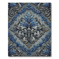Ornate Blue Gray Damask Fleur Scroll Rug