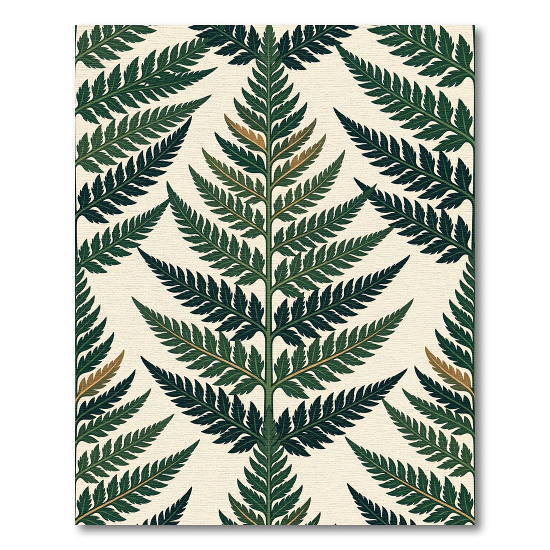 Green Fern Frond Repeating Art Rug