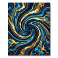 Luxury Navy Blue Gold Swirl Abstract Rug